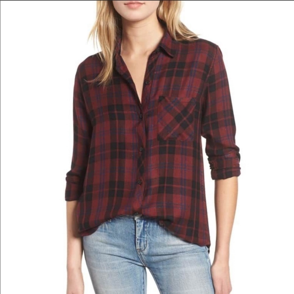 Rails Hunter Wine Navy Black Plaid Long Sleeves